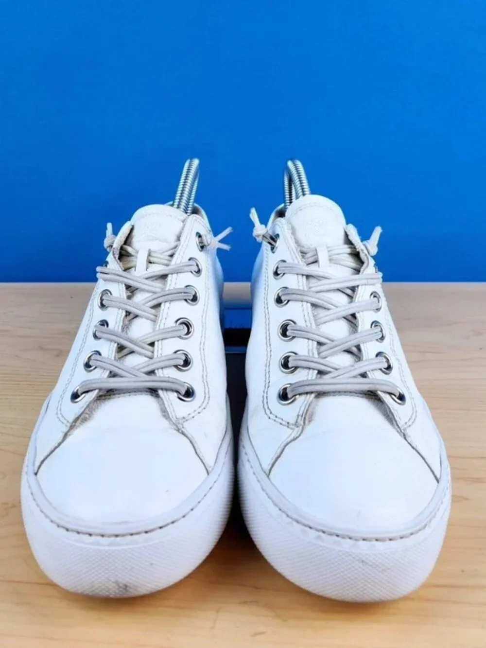 Paul Green Hadley Platform Low Sneakers White Leather Womens Size 7.5 Austria